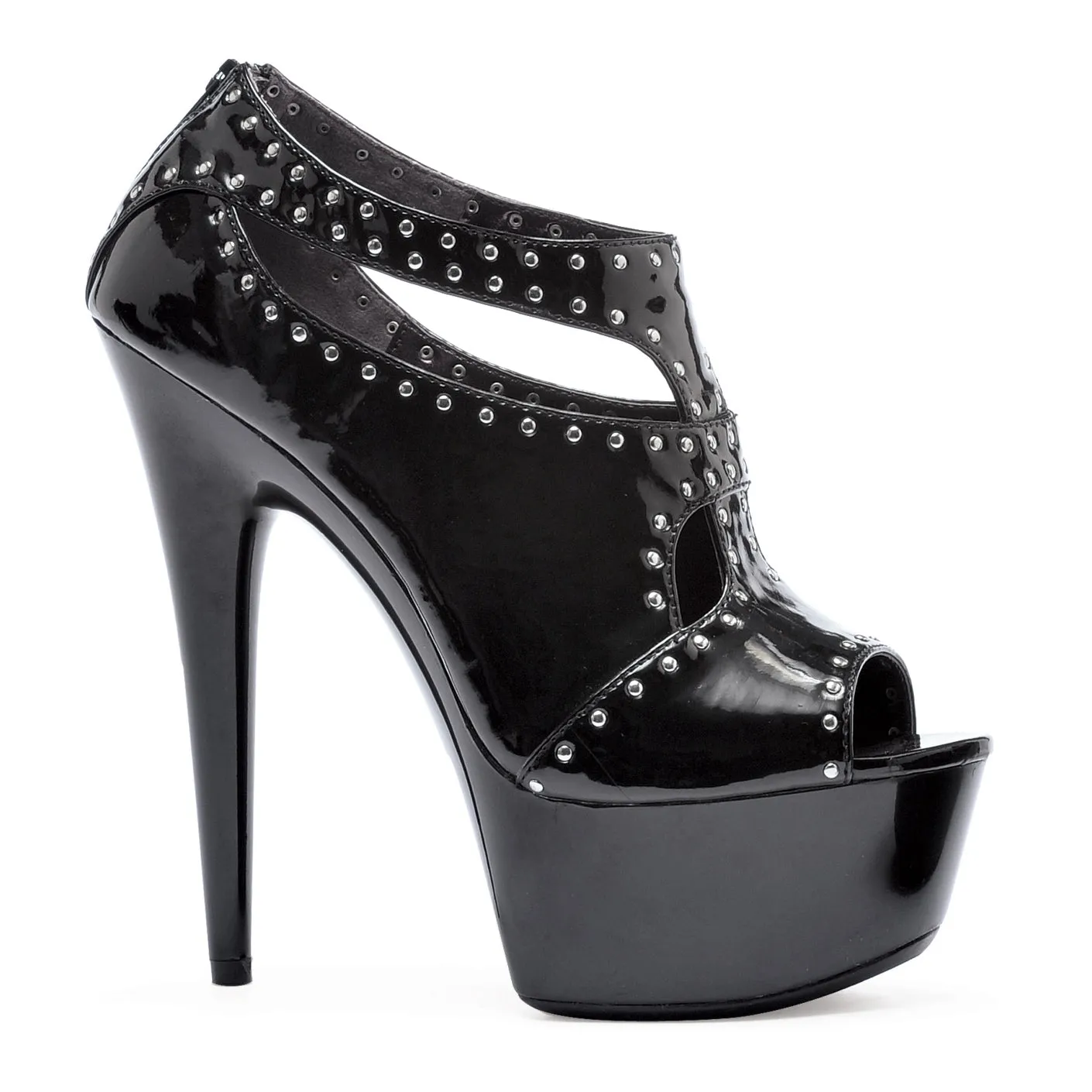 609-HOSTEL 6" Pointed Heel w/ Platform Silver Studs