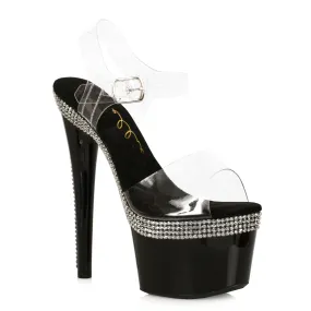 709-HATTIE 7" Pointed Stiletto Sandal W/Rhinestones On Platform.