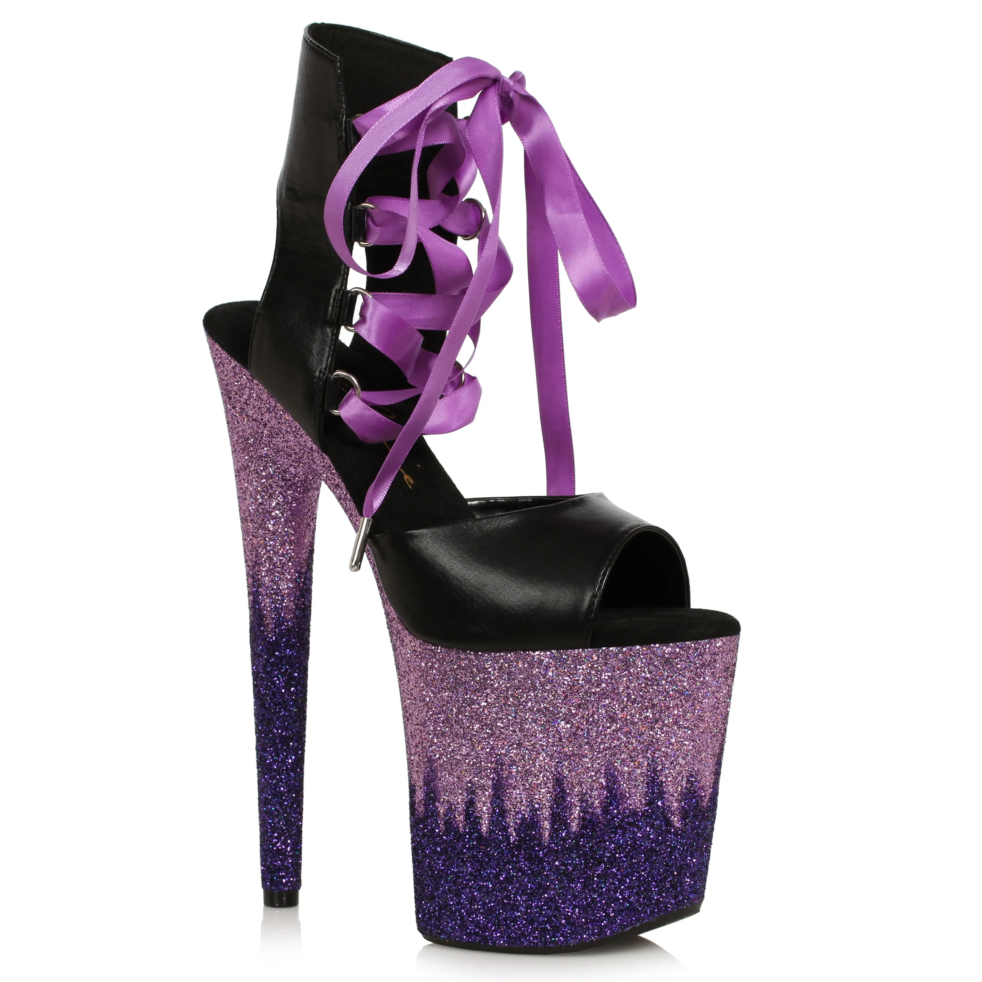 850-BRAXTON 8" Stiletto With Ombre Glitter Platform