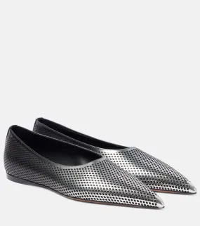 Alaia D√É¬©grad√É¬© fishnet leather ballet flats