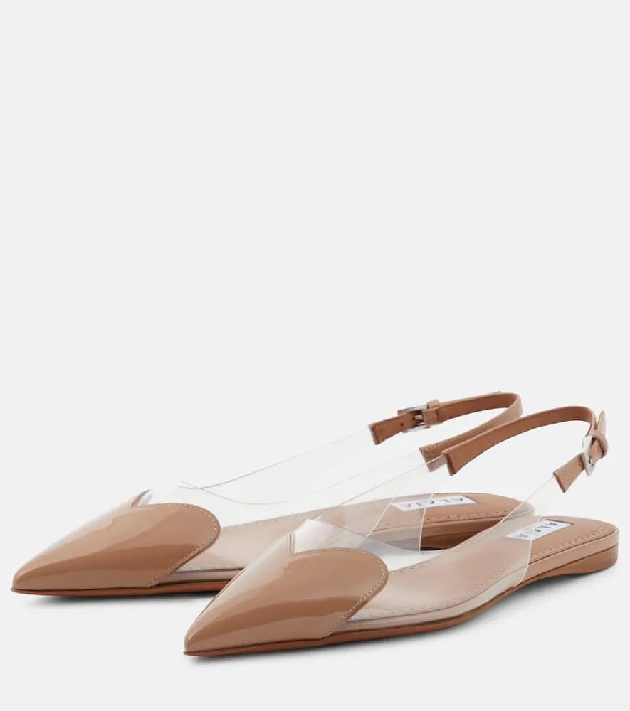 Alaia Le C√Ö¬ìur patent leather and PU slingback flats