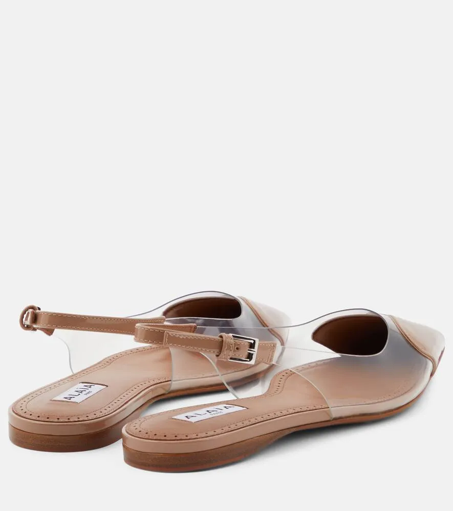 Alaia Le C√Ö¬ìur patent leather and PU slingback flats