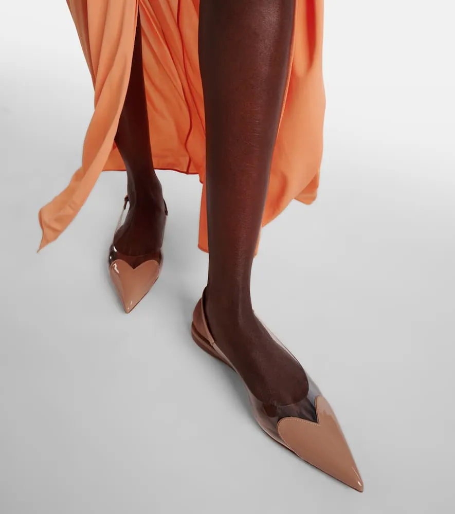 Alaia Le C√Ö¬ìur patent leather and PU slingback flats