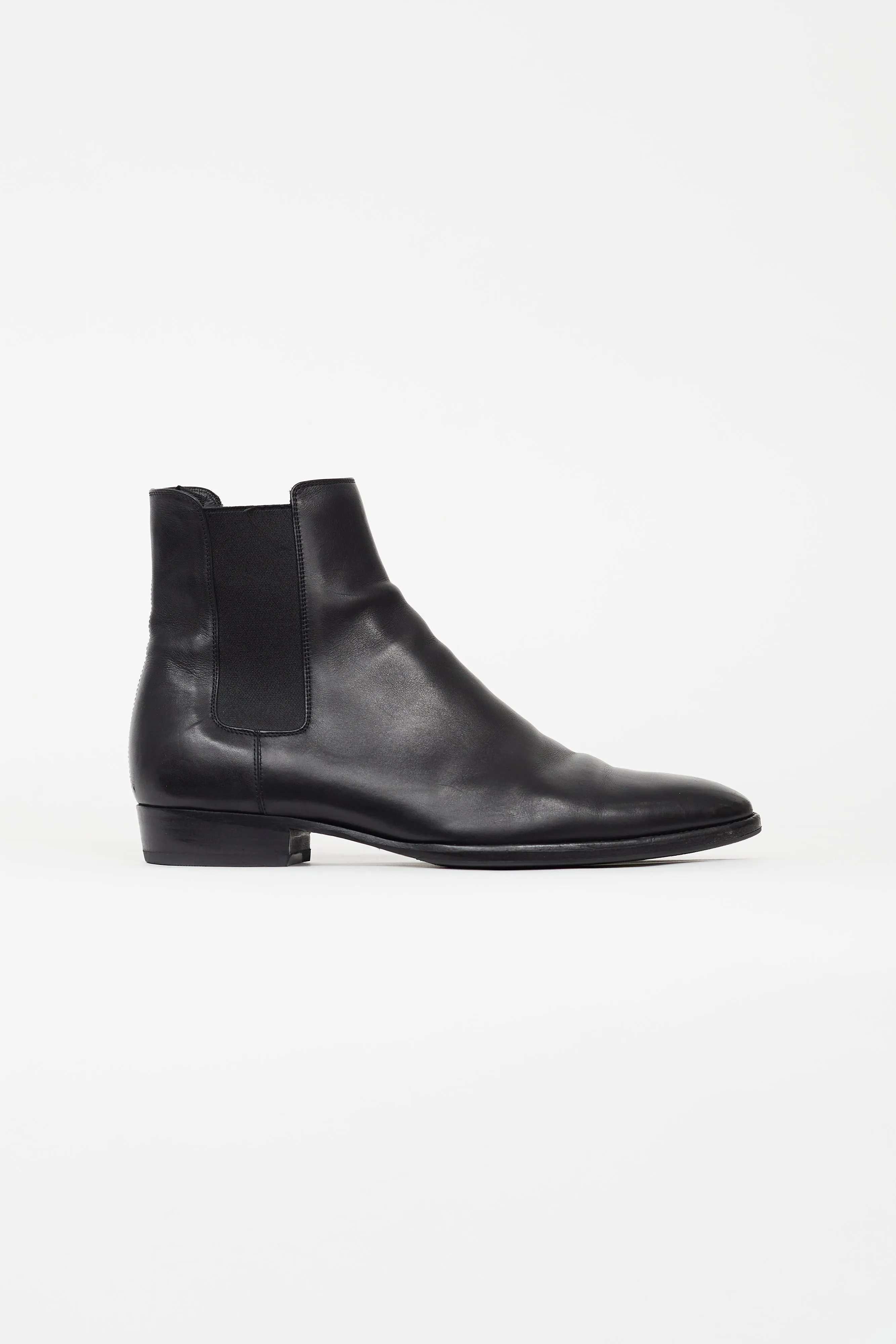 Black Leather Wyatt Chelsea Boot
