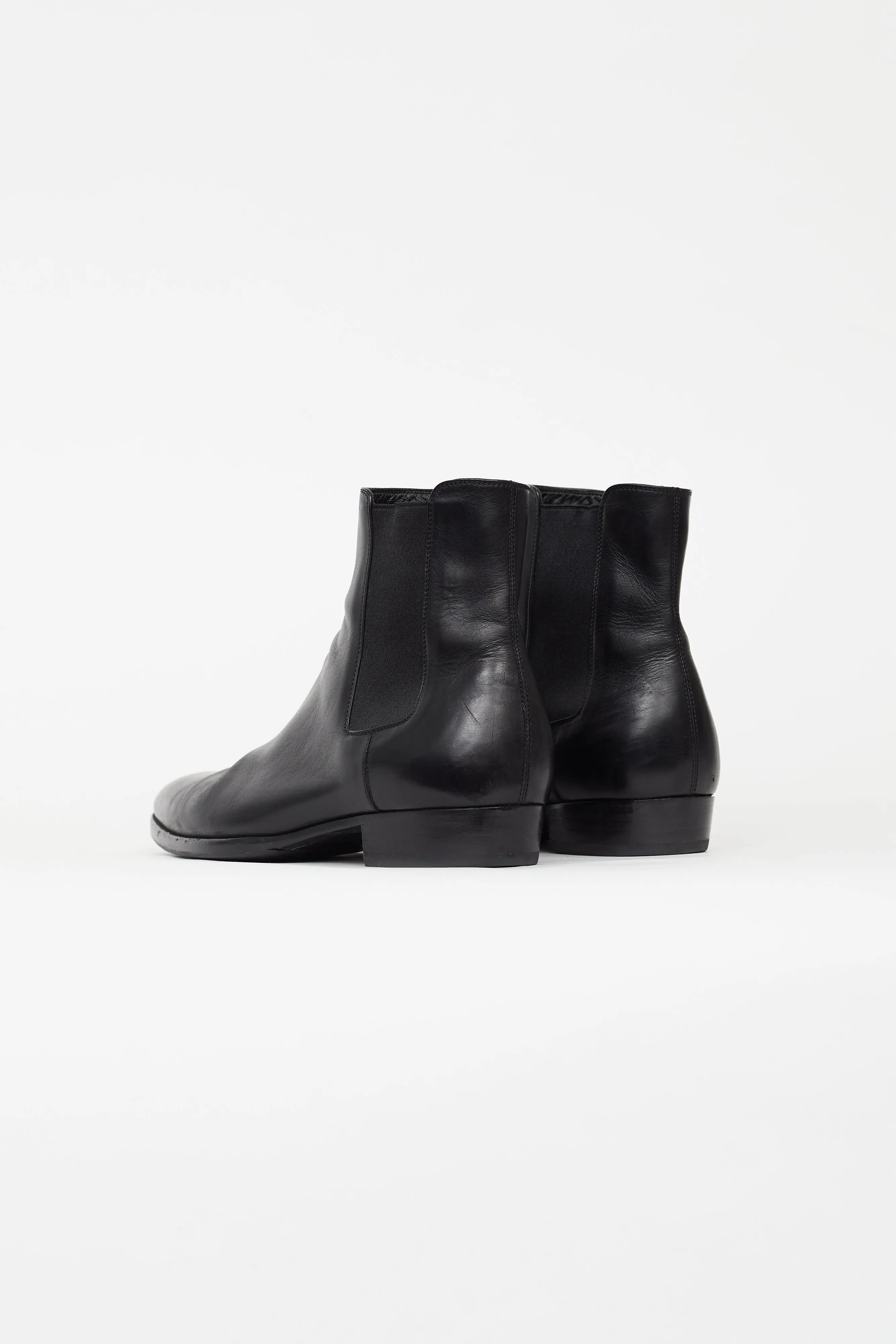 Black Leather Wyatt Chelsea Boot