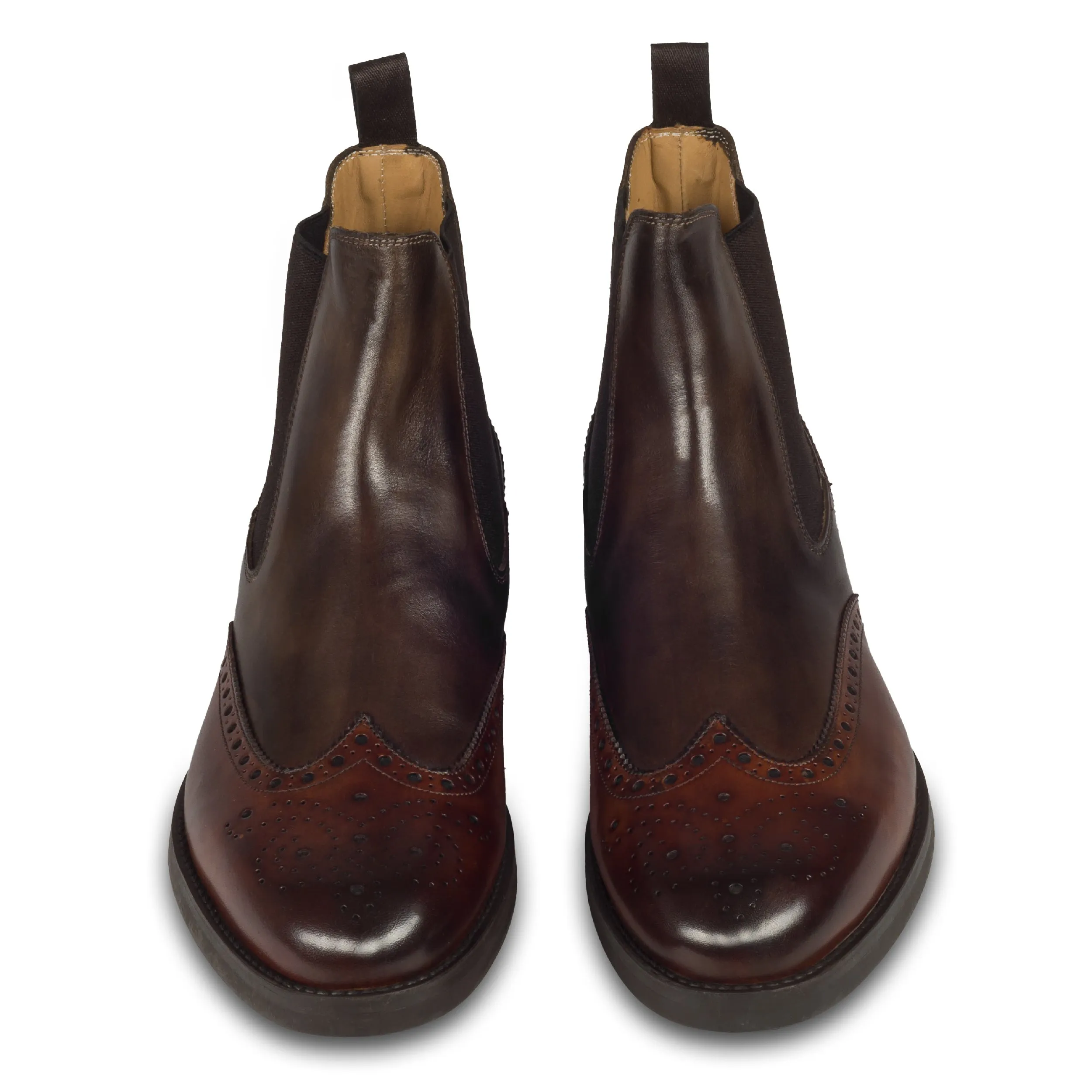 BRECOS Chelsea Boots für Herren in zwei Braun-Tönen - Kalbsleder, Gummisohle, durchgenäht | SALE %