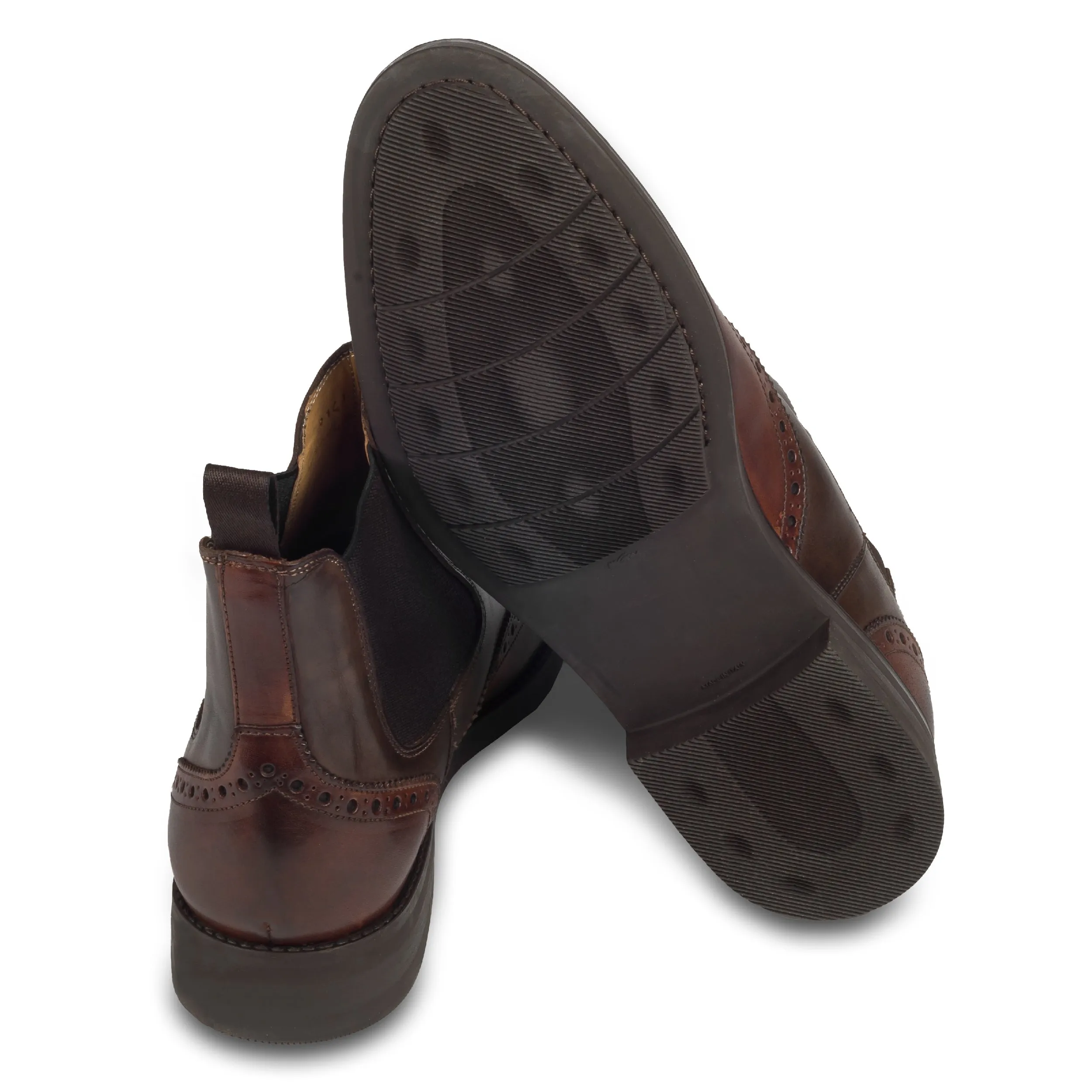 BRECOS Chelsea Boots für Herren in zwei Braun-Tönen - Kalbsleder, Gummisohle, durchgenäht | SALE %