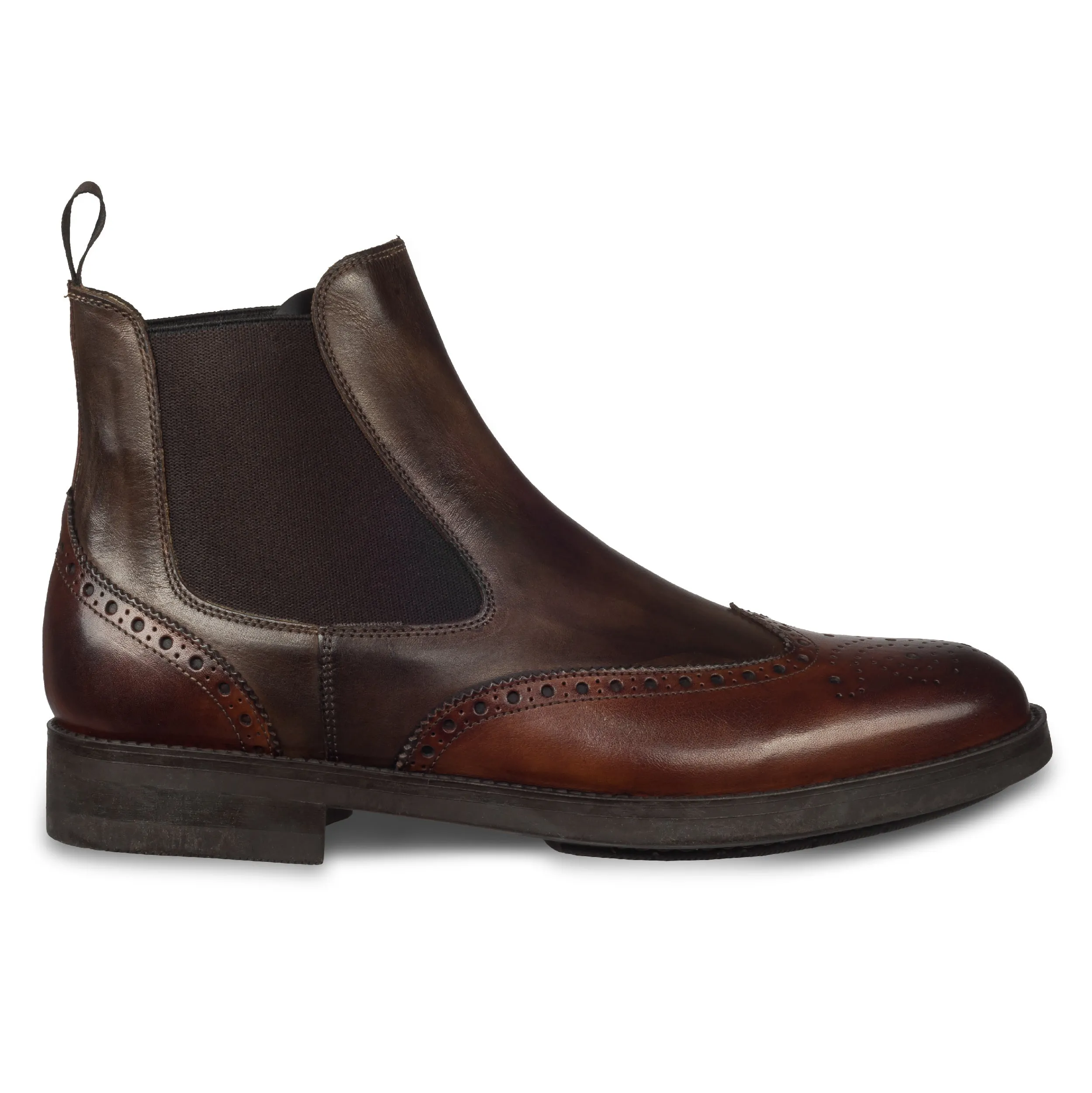 BRECOS Chelsea Boots für Herren in zwei Braun-Tönen - Kalbsleder, Gummisohle, durchgenäht | SALE %