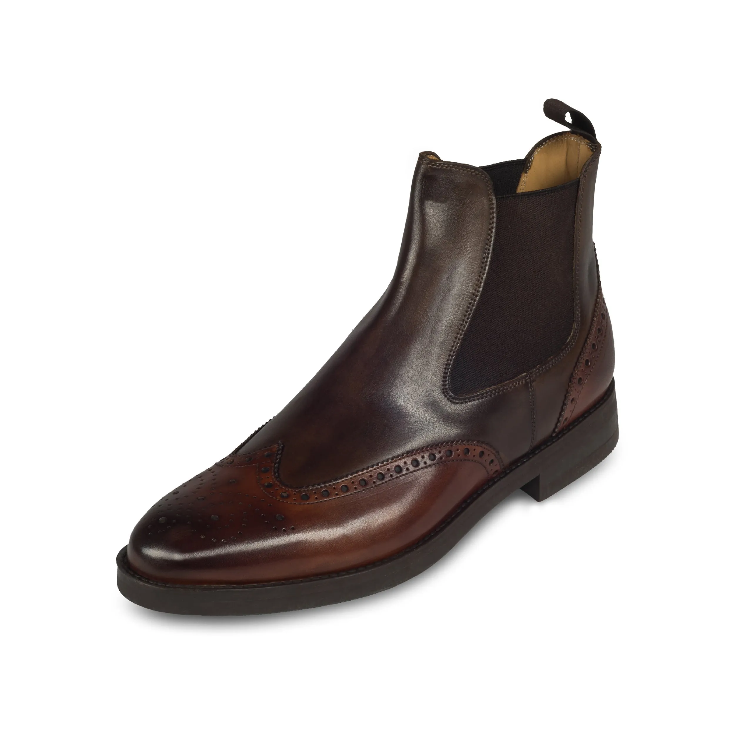 BRECOS Chelsea Boots für Herren in zwei Braun-Tönen - Kalbsleder, Gummisohle, durchgenäht | SALE %