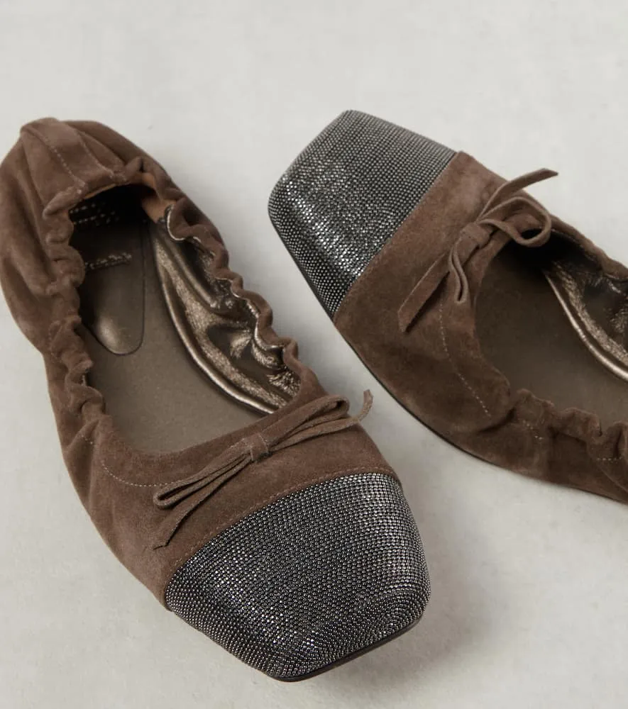Brunello Cucinelli Embellished suede ballet flats