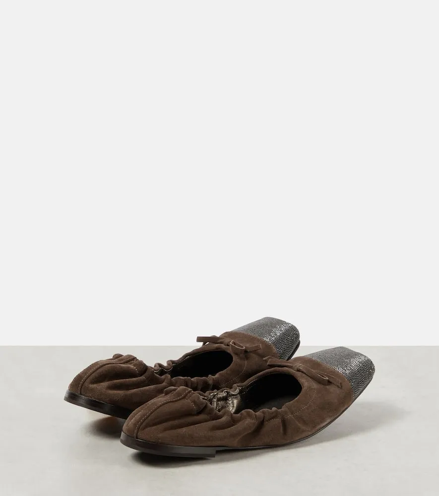 Brunello Cucinelli Embellished suede ballet flats