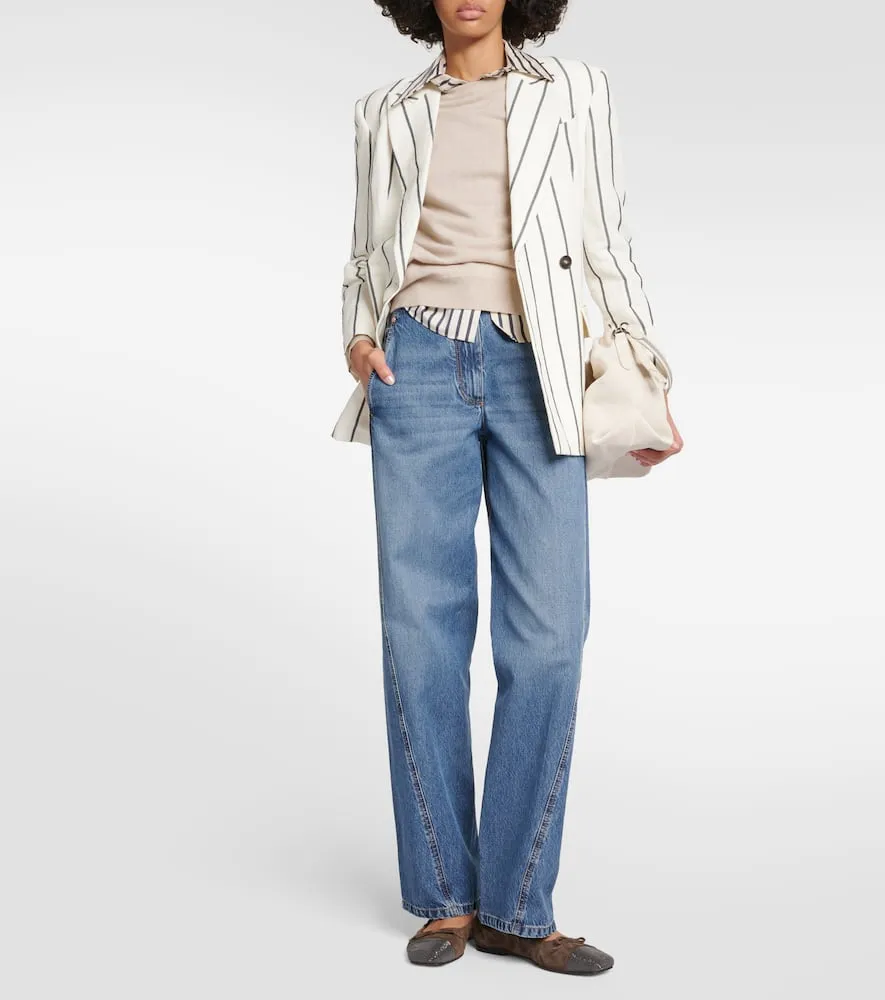 Brunello Cucinelli Embellished suede ballet flats