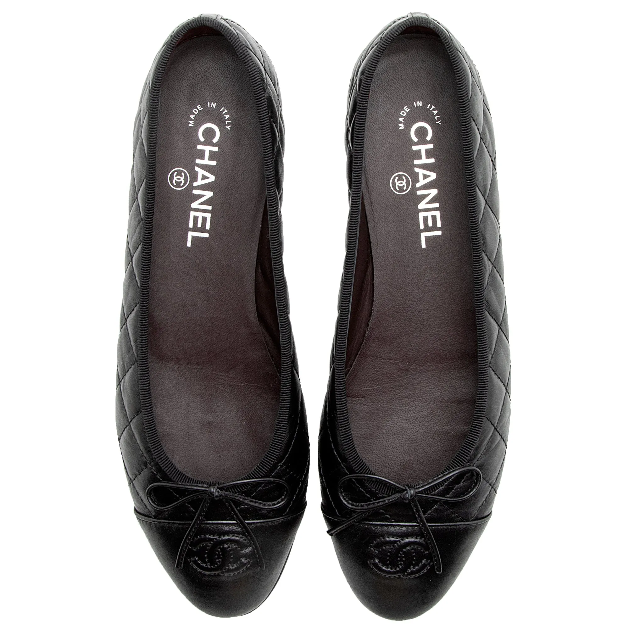 Chanel Quilted Calfskin Cap Toe Ballet Flats - Size 10 / 40 (SHF-22171)