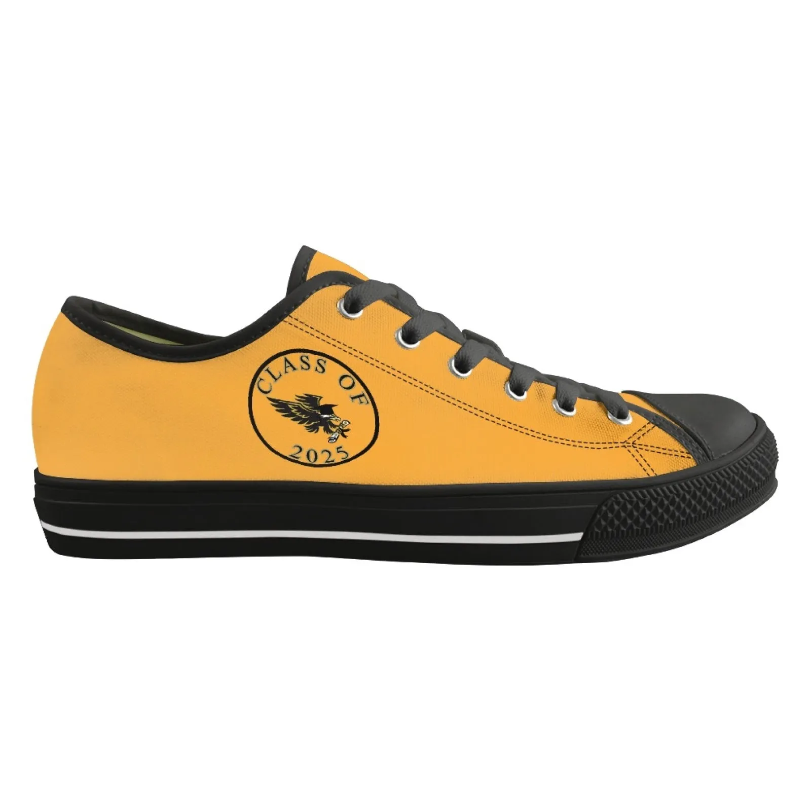 CVHS Blackhawk Seniors 2025 Circle Logo White & Orange Low Top Canvas Shoes