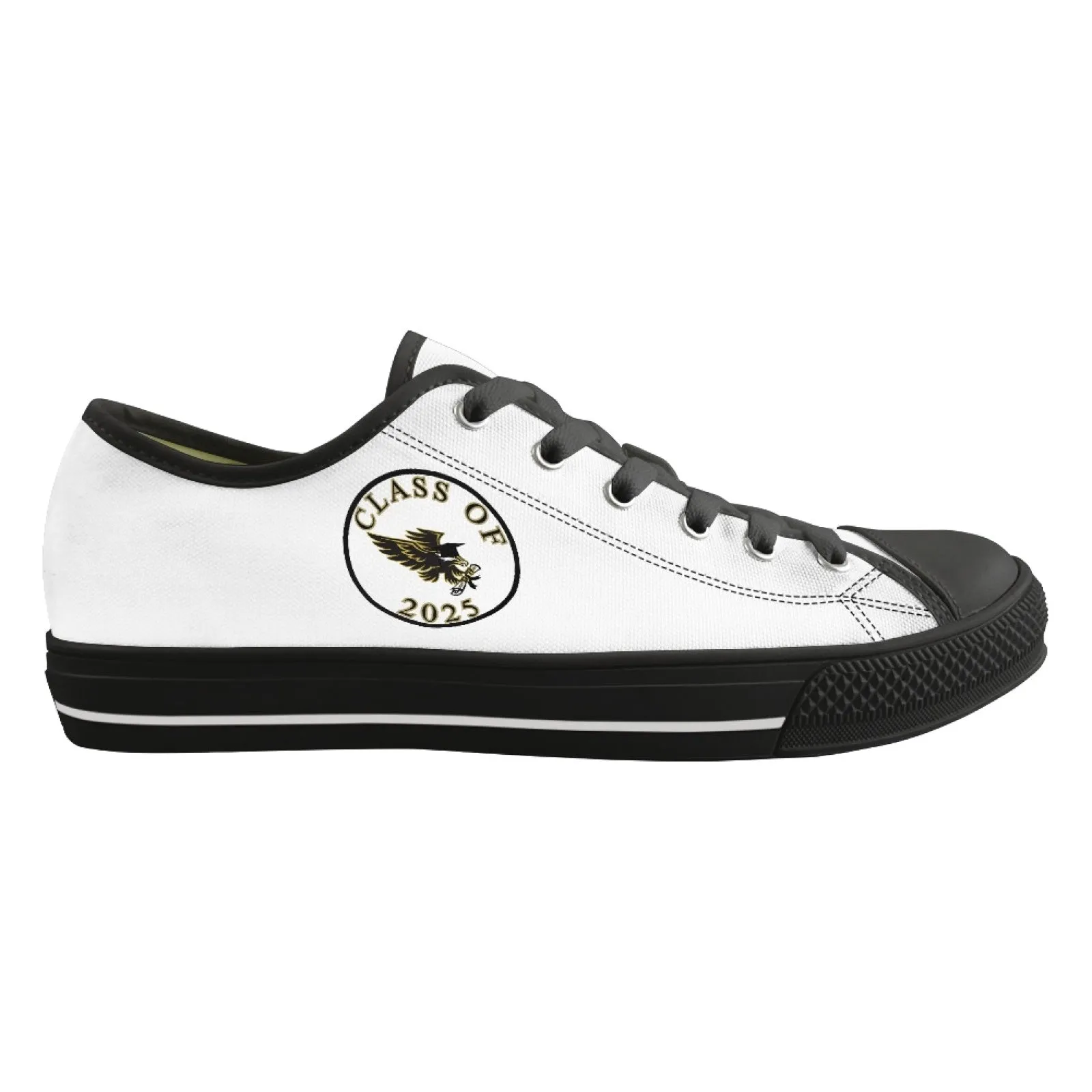 CVHS Blackhawk Seniors 2025 Circle Logo White & Orange Low Top Canvas Shoes