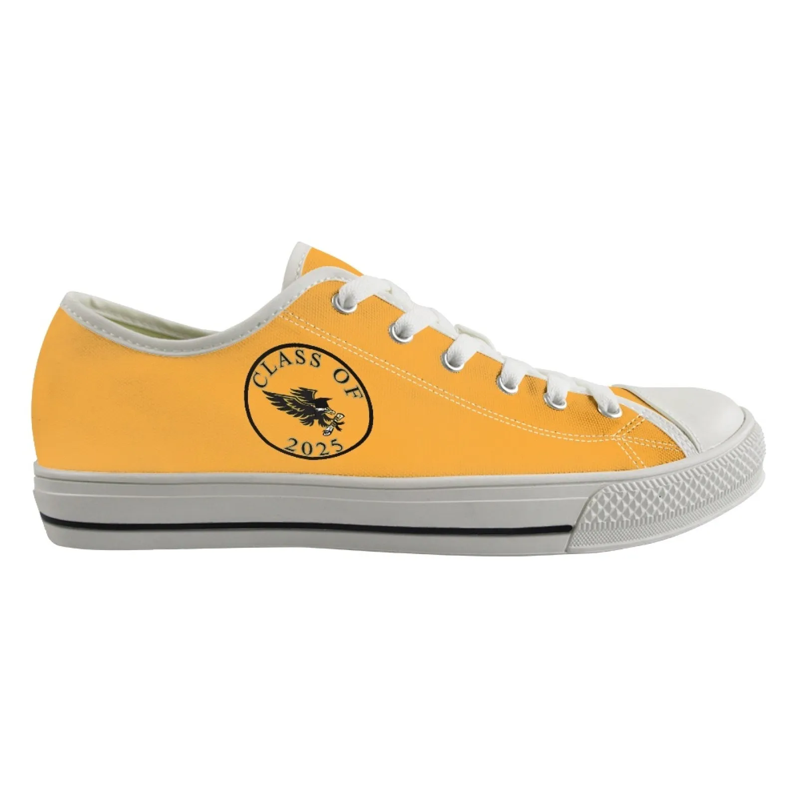 CVHS Blackhawk Seniors 2025 Circle Logo White & Orange Low Top Canvas Shoes