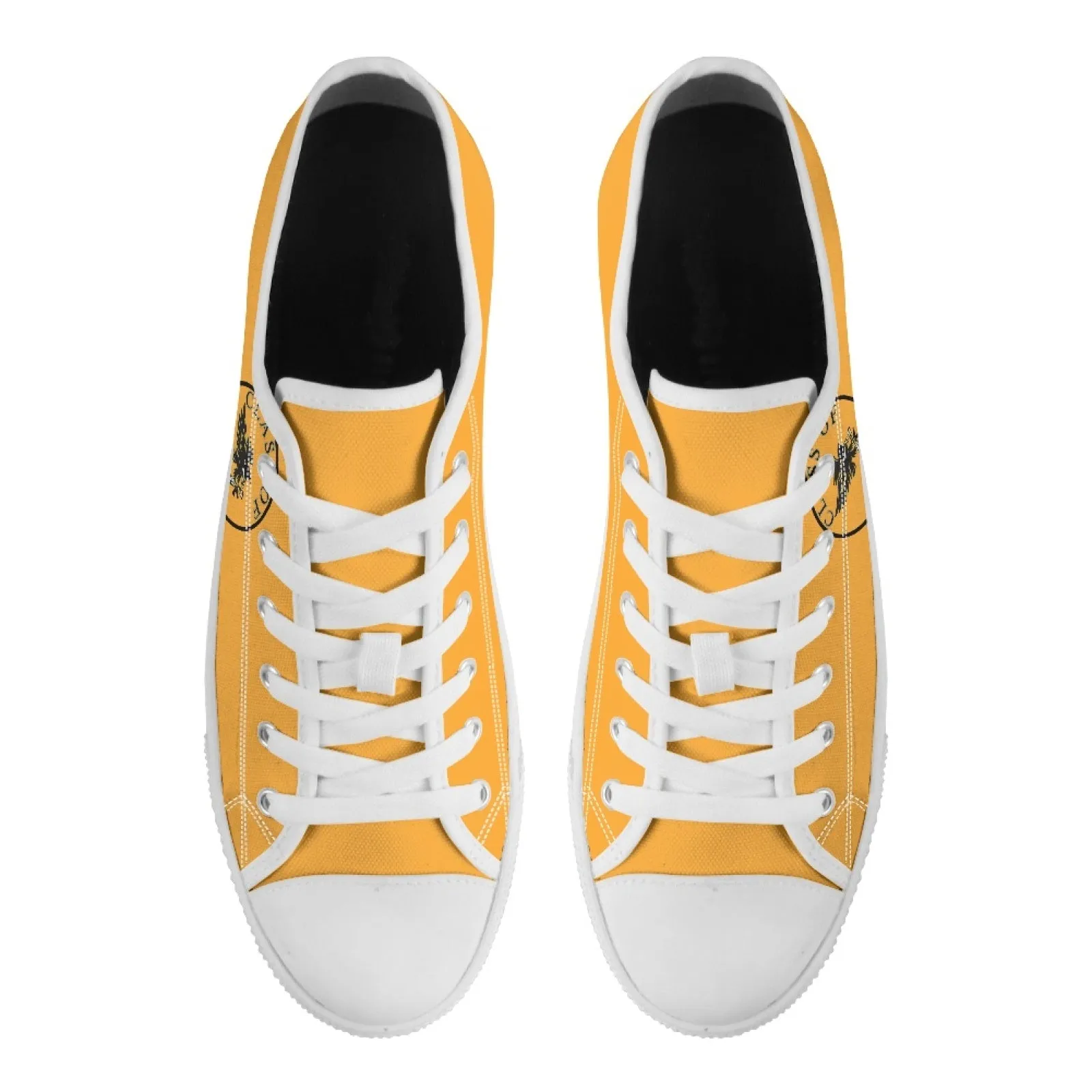 CVHS Blackhawk Seniors 2025 Circle Logo White & Orange Low Top Canvas Shoes