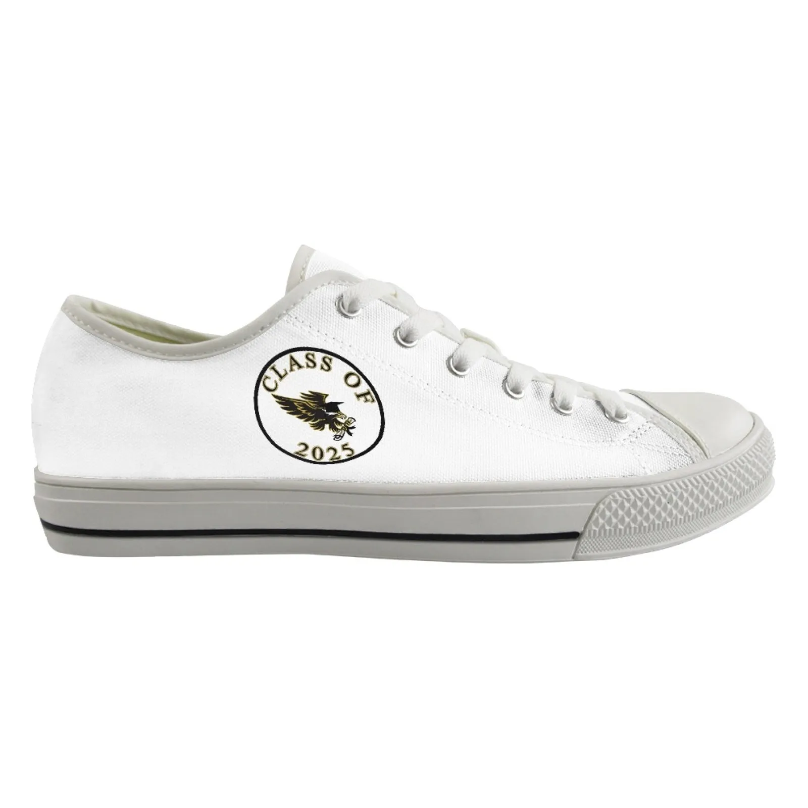CVHS Blackhawk Seniors 2025 Circle Logo White & Orange Low Top Canvas Shoes