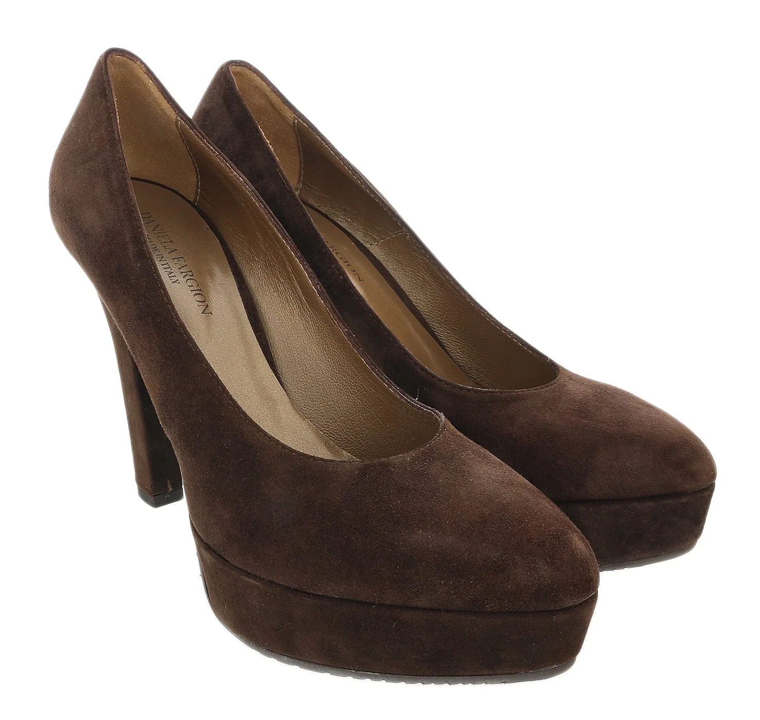 Daniela Fargion Brown Suede Suede Platform Pump Heels-