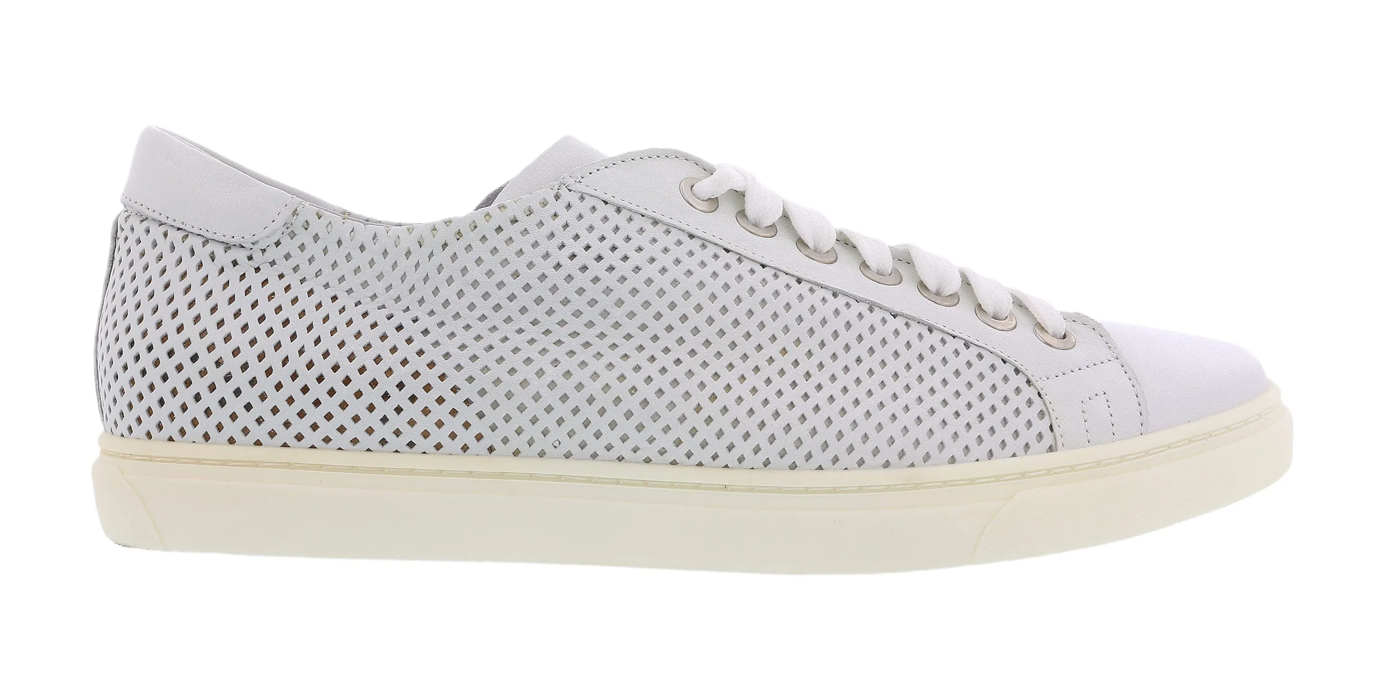DANIELA FARGION White Perforated Suede Low Top Sneakers-