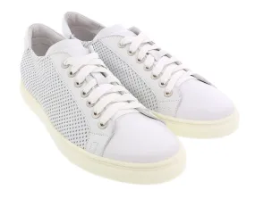 DANIELA FARGION White Perforated Suede Low Top Sneakers-