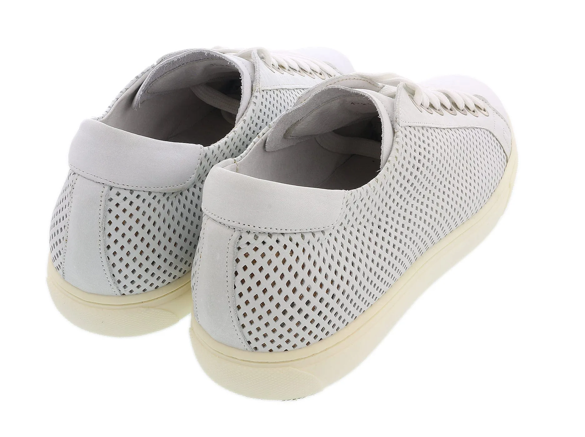 DANIELA FARGION White Perforated Suede Low Top Sneakers-