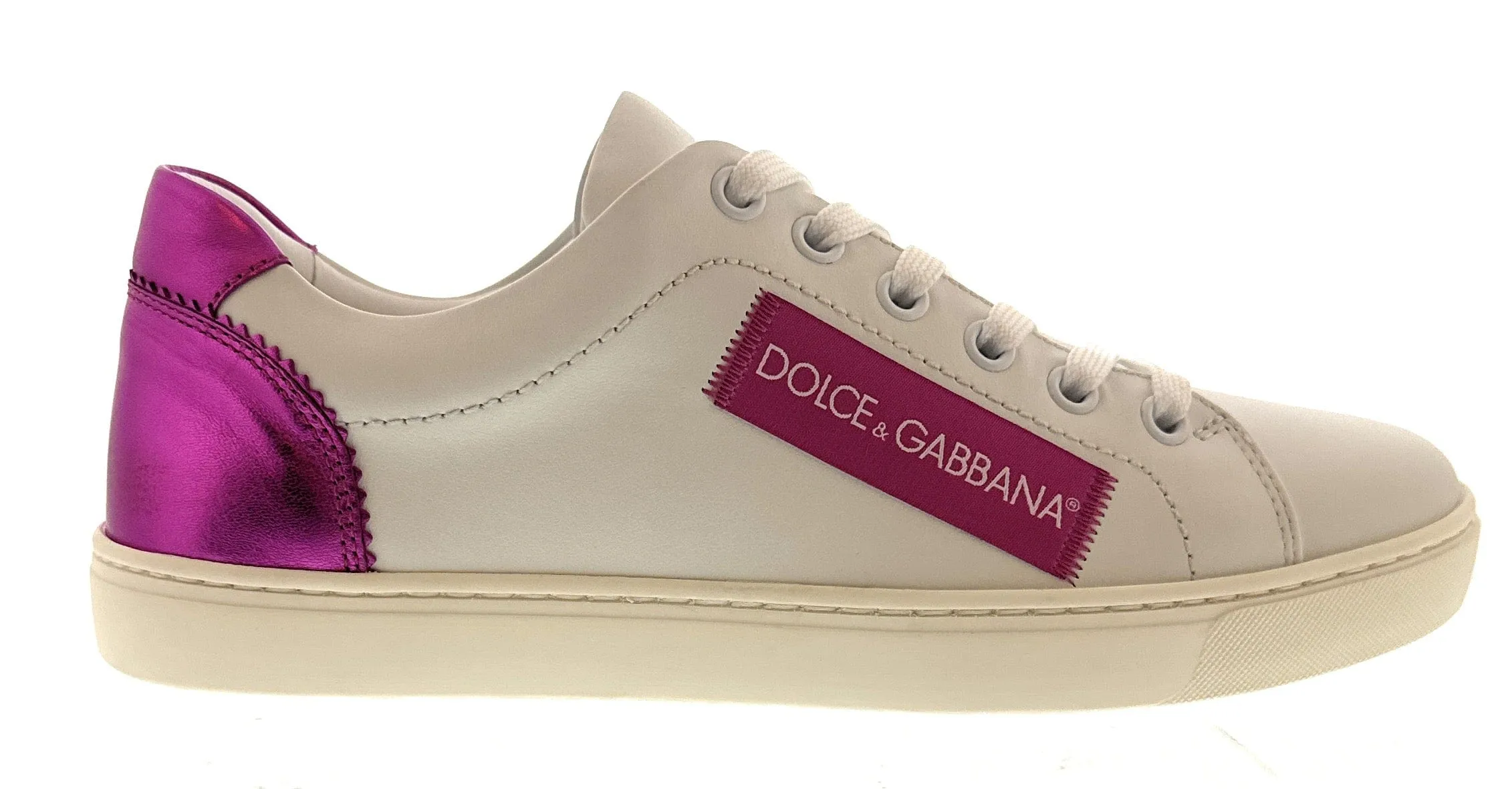 Dolce & Gabbana White/Fuchsia Classic Colorblock Sneakers-EU36