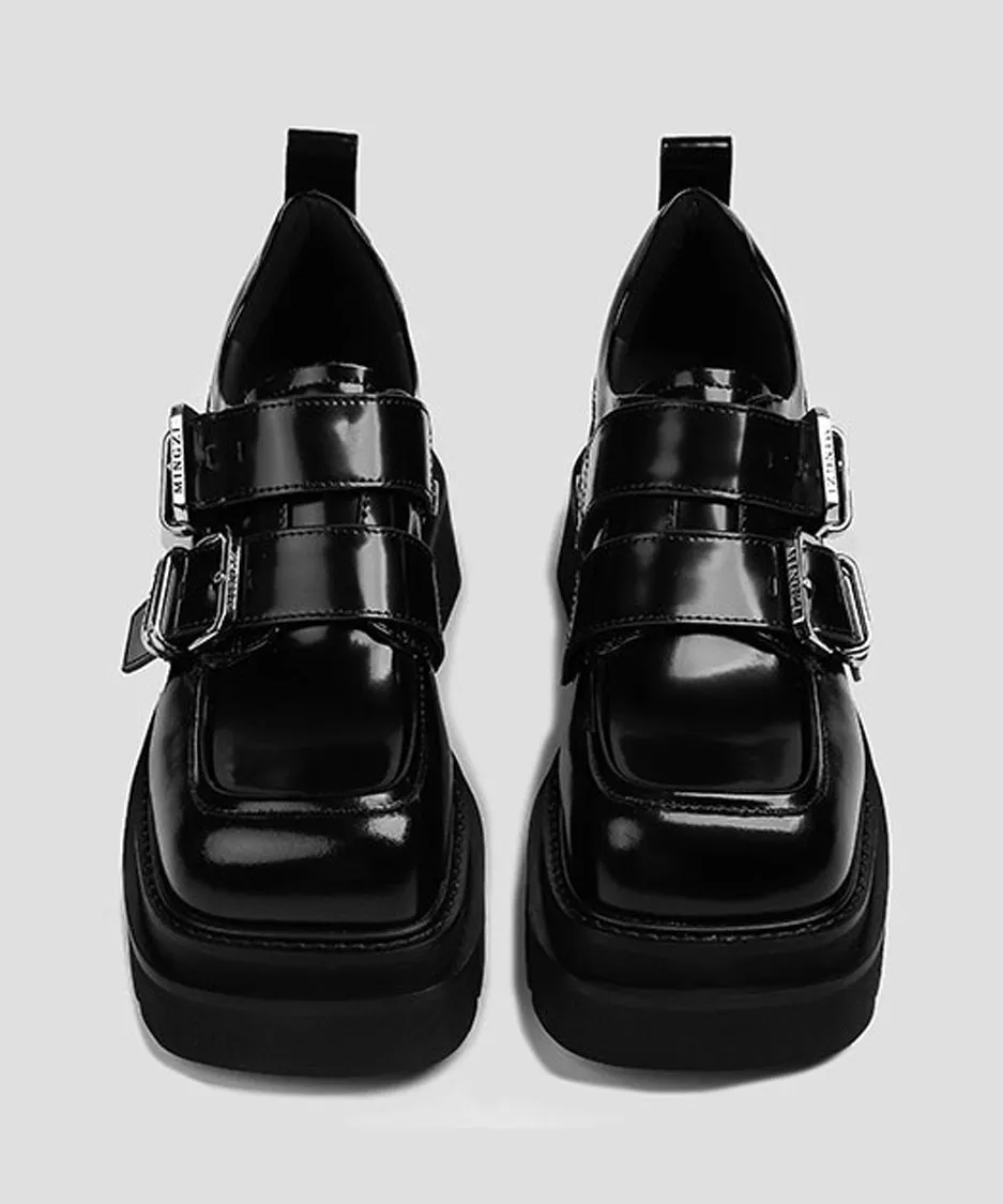 Double Buckle Metal Loafers