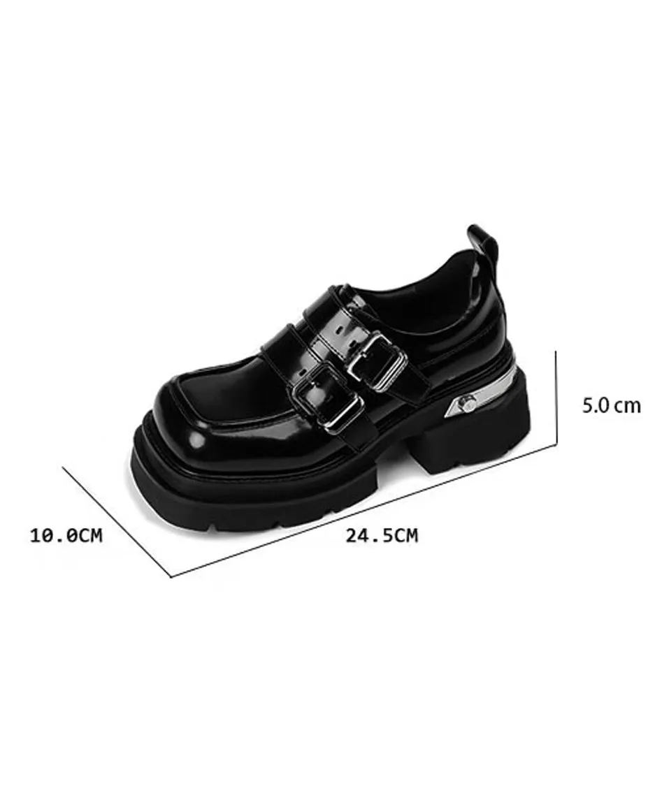 Double Buckle Metal Loafers