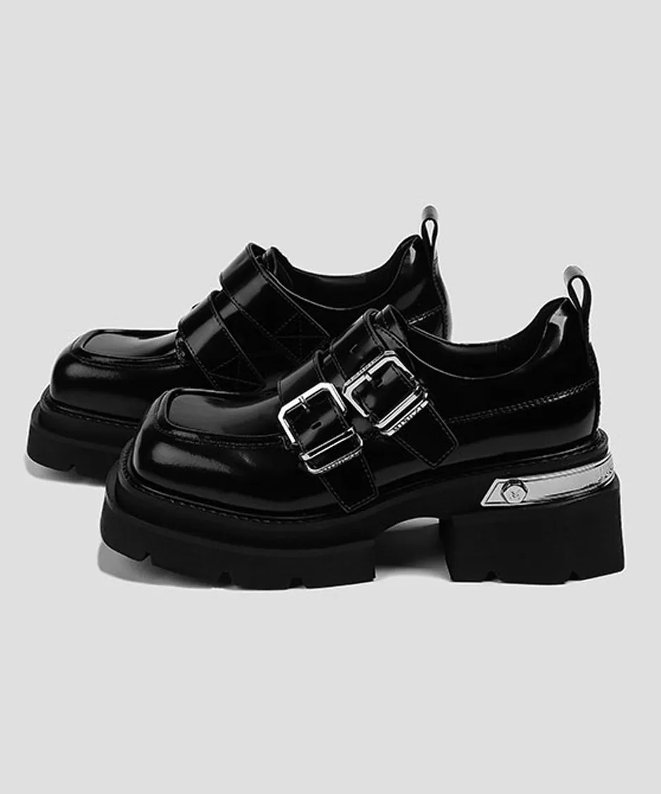 Double Buckle Metal Loafers