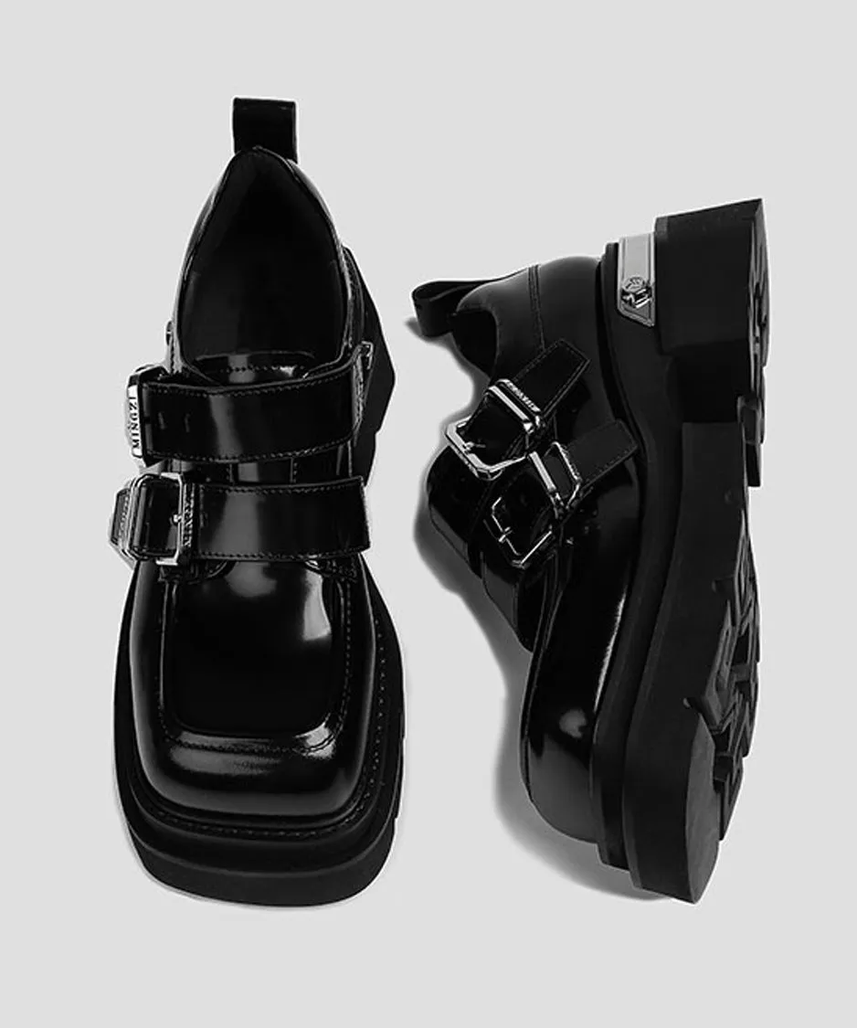 Double Buckle Metal Loafers