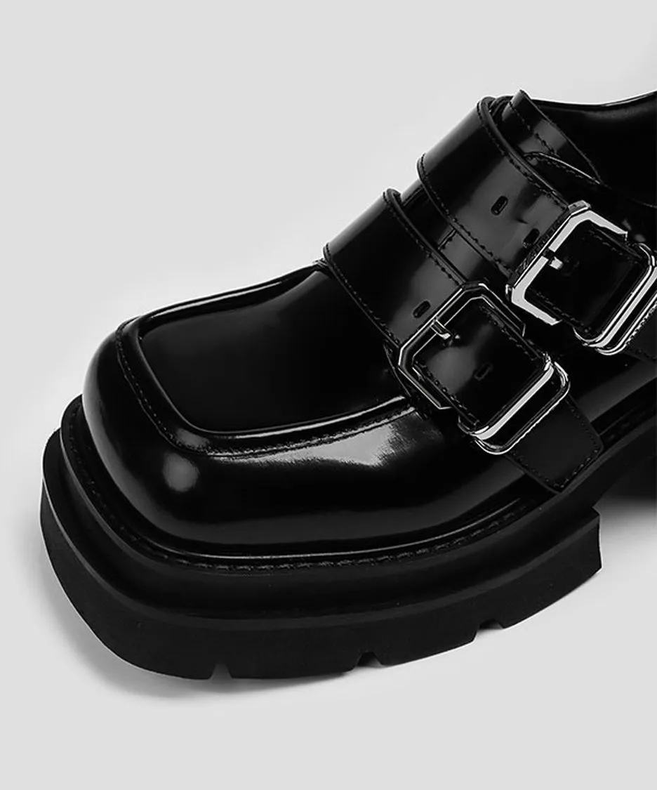 Double Buckle Metal Loafers
