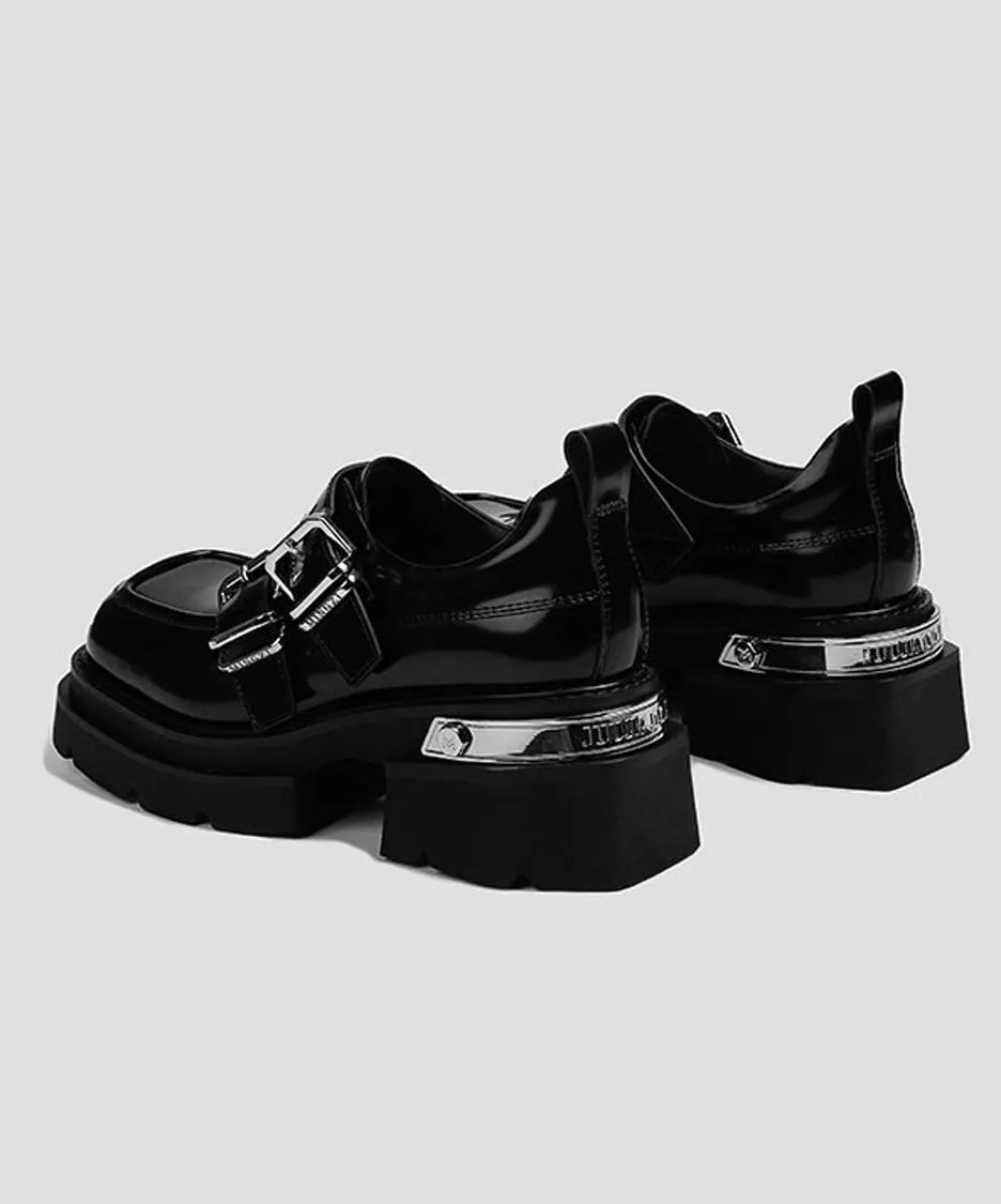 Double Buckle Metal Loafers