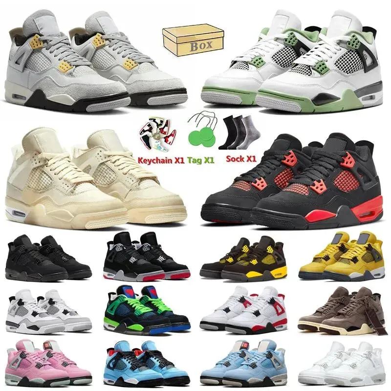 Dress Shoes 2022 Mens Shoes Sail 4 4s Sneakers Military Black University Blue New Beginnings Atmosphere Fire Red Thunder Oreo Bordeaux Bred women Sports Trainers