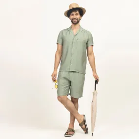 Green Double Gauze Shirt With Bee Embroidery