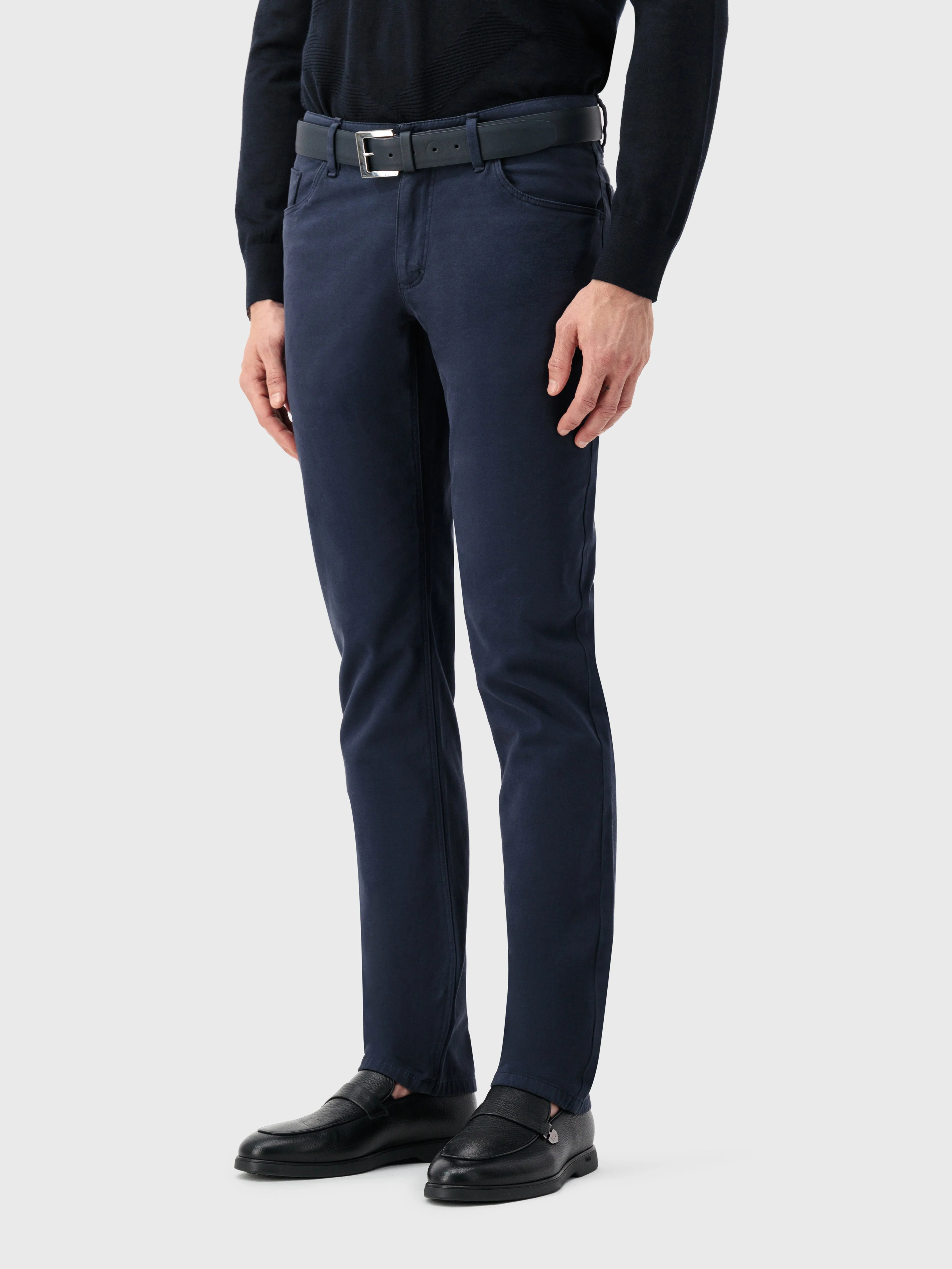 Jeans with Calfskin Patch Blue Navy