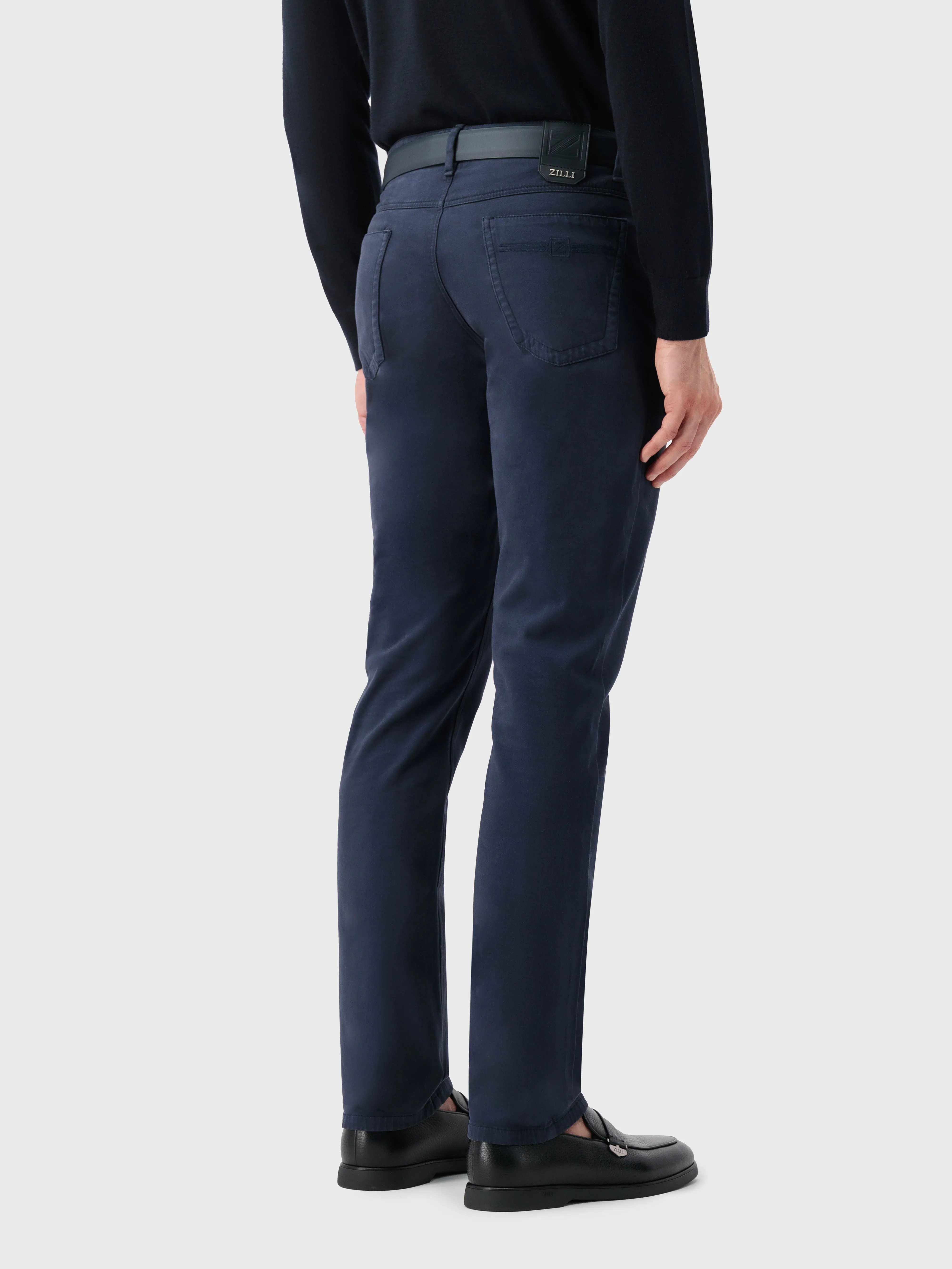 Jeans with Calfskin Patch Blue Navy