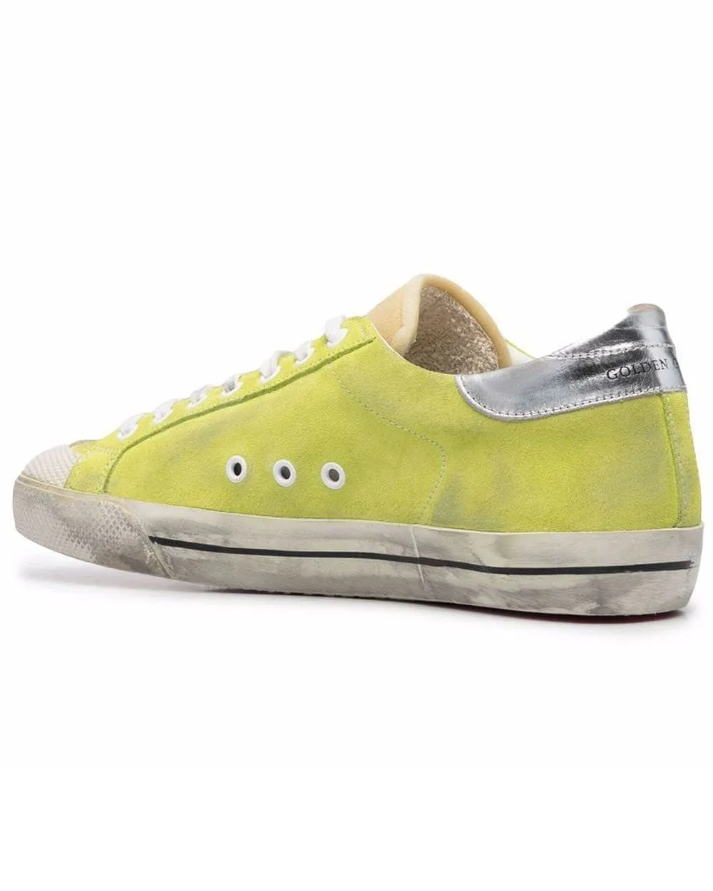 Lime Silver and White Distressed Low Top Sneaker