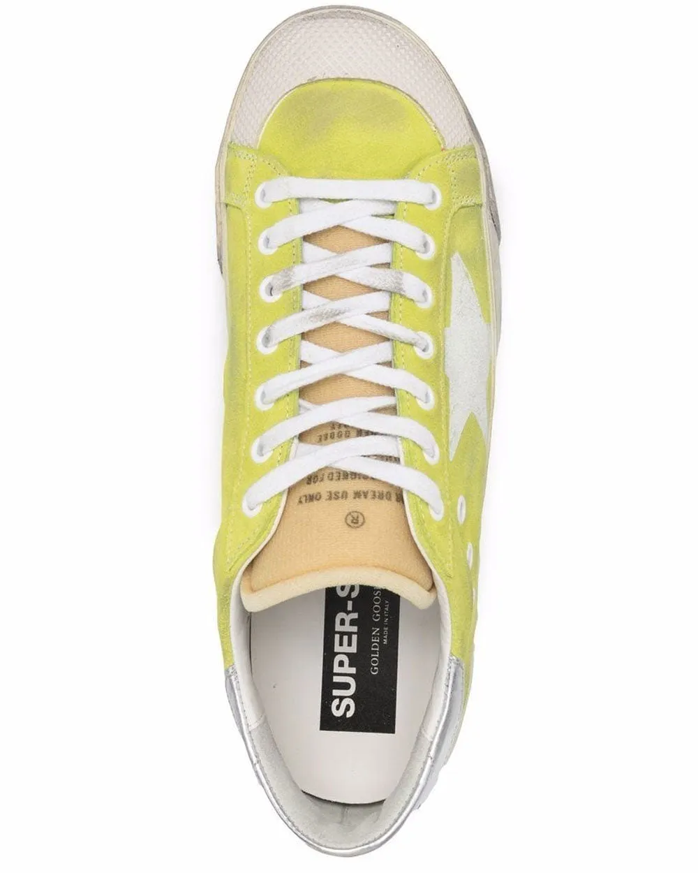 Lime Silver and White Distressed Low Top Sneaker