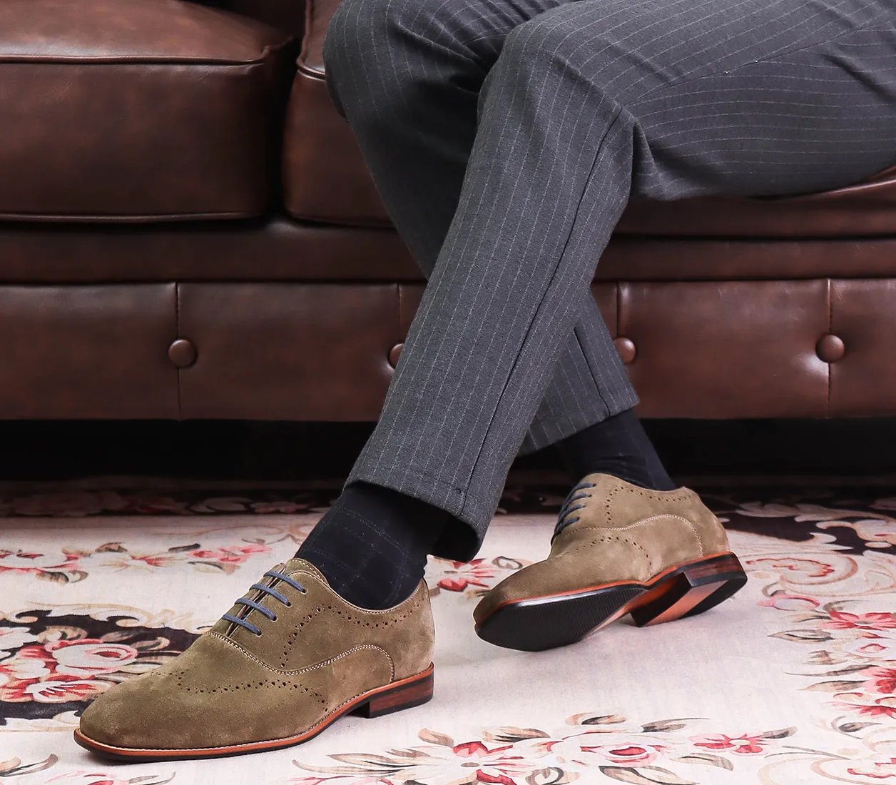 Men's Suede Leather Brogue Oxfords