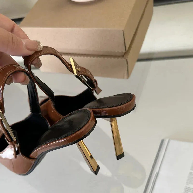 Metal Buckle Sling back Pumps – Stylish Heeled Shoes for Women