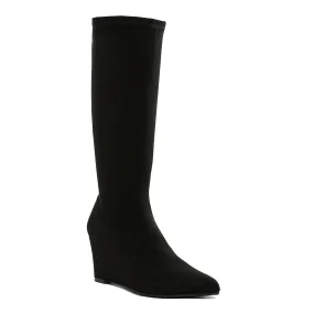 Microfiber Wedge Heel Boots