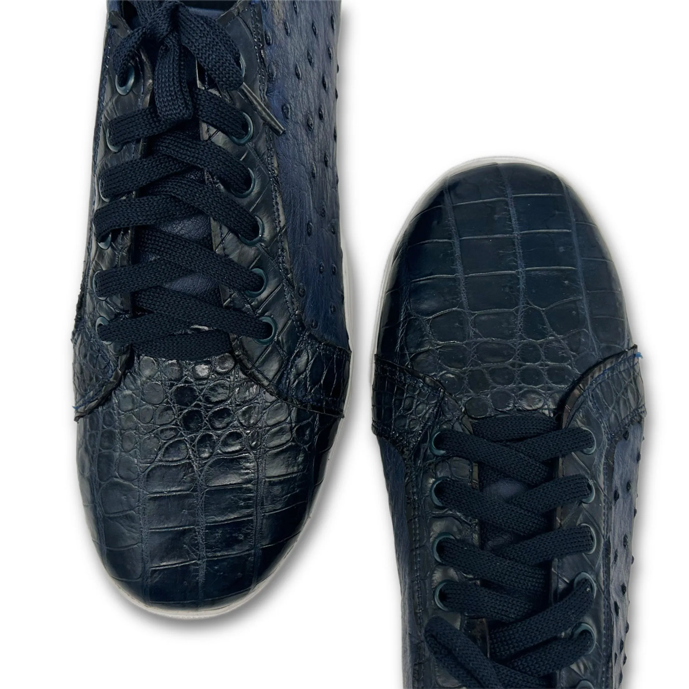 Midnight Fusion Alligator Ostrich Low Top Tennis Shoes