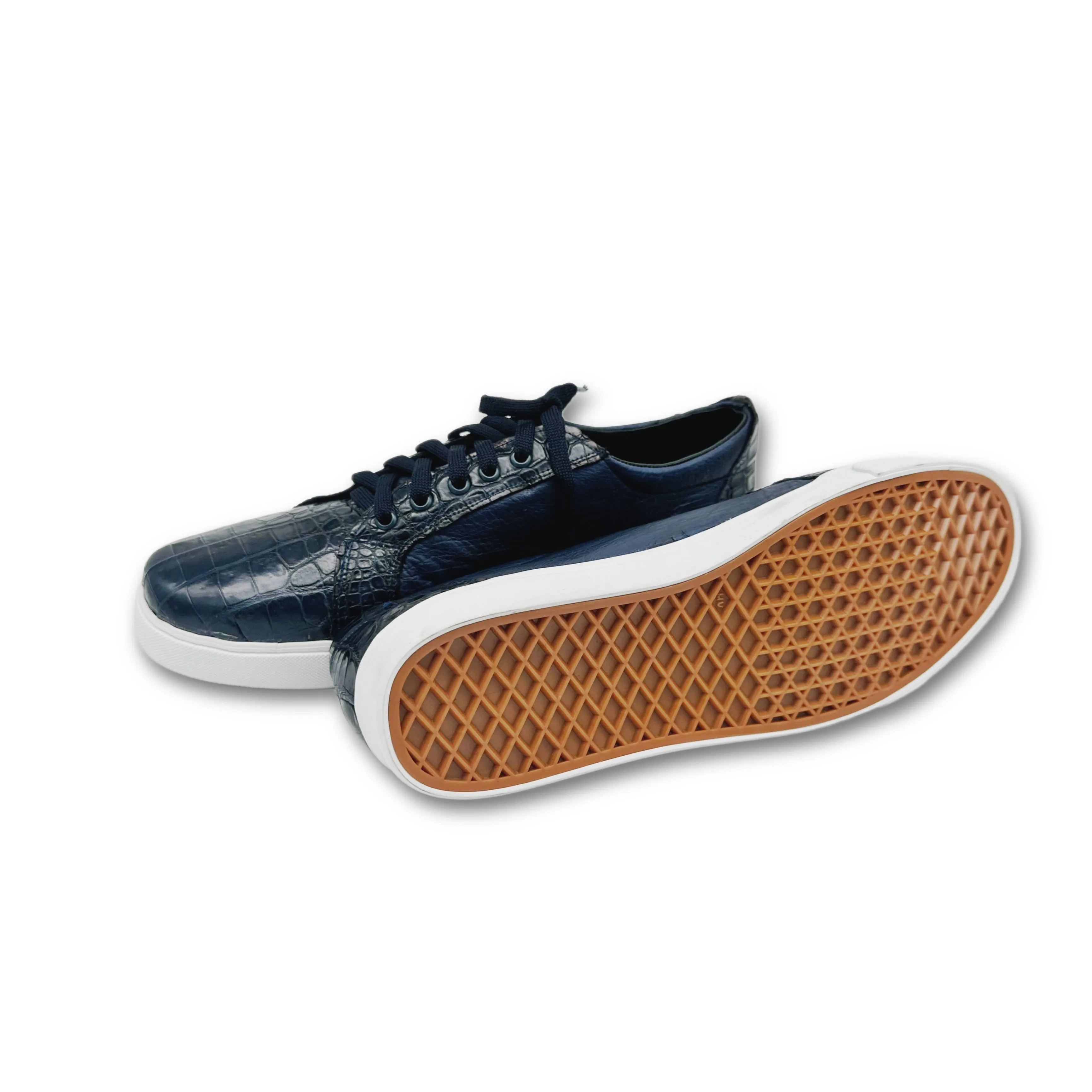 Midnight Fusion Alligator Ostrich Low Top Tennis Shoes