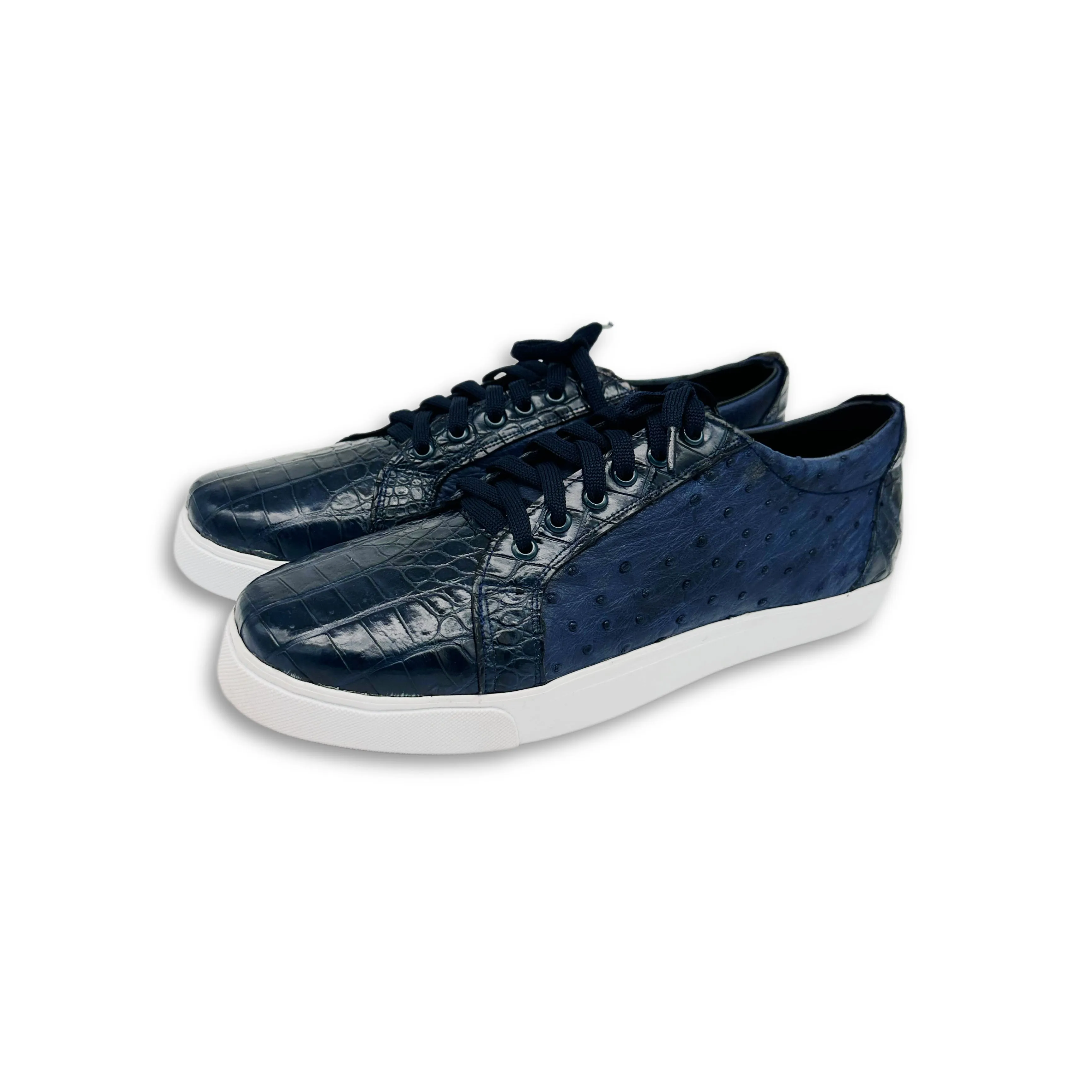 Midnight Fusion Alligator Ostrich Low Top Tennis Shoes