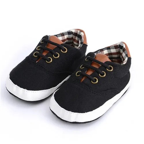 Puseky Newborn Baby Boy Shoes First Walkers Spring Autumn Baby Boy Soft Sole Shoes Infant Canvas Crib Shoes 0-18 Months