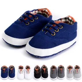 Puseky Newborn Baby Boy Shoes First Walkers Spring Autumn Baby Boy Soft Sole Shoes Infant Canvas Crib Shoes 0-18 Months