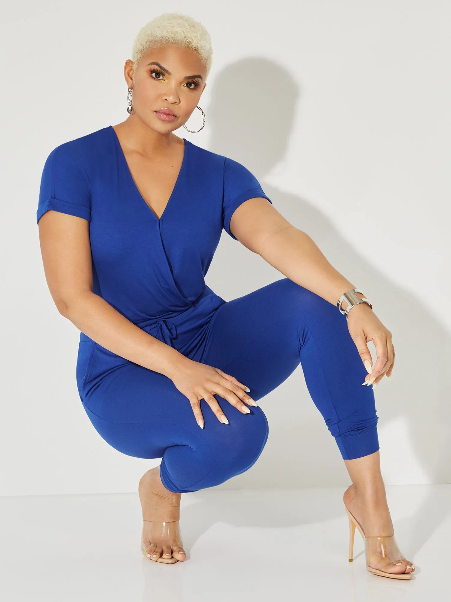 Soft Short-Sleeve Wrap Jumpsuit - NY&C Style System