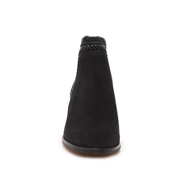 Vince Camuto Black Pippsy Strappy Suede Stacked Heel Bootsbooties Size Us