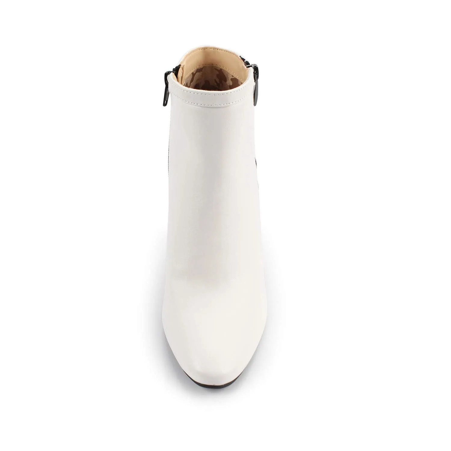 White Fashion Trendy Faux Leather Ankle Boot